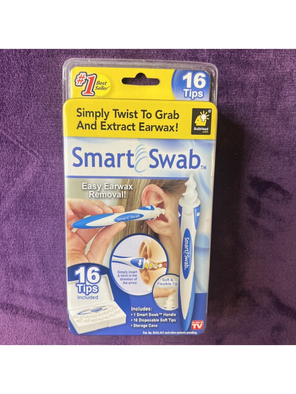 SMART SWAB SOFT SPIRAL EAR CLEANER SAFE EAR WAX REMOVAL KIT 16 TIPS INCLUDED